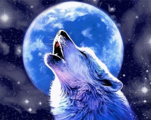 Cool Moon Wolf Diamond Paintings