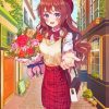 Cute Anime Girl With Flowers Diamond Paintings