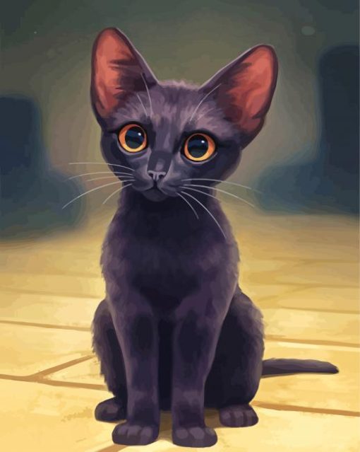 Cute Black Kitten Diamond Paintings