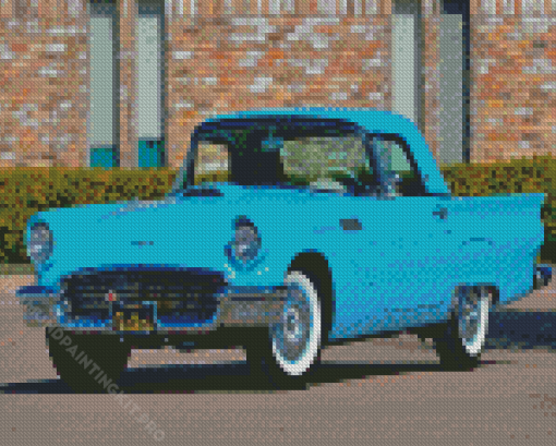 Cyan 1957 Thunderbird Car Diamond Paintings