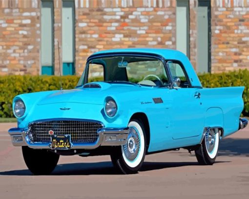 Cyan 1957 Thunderbird Car Diamond Paintings