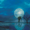 Elephant Moon Water Reflection Diamond Paintings