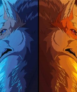Fire Ice Wolves Anime Diamond Paintings