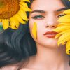 Gorgeous Girl With Sunflower Diamond Paintings