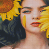 Gorgeous Girl With Sunflower Diamond Paintings