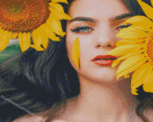 Gorgeous Girl With Sunflower Diamond Paintings