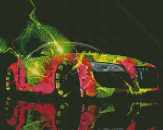 Green And Pink Car Illustration Diamond Paintings