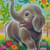 Happy Elephant Baby Diamond Paintings