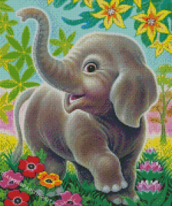 Happy Elephant Baby Diamond Paintings