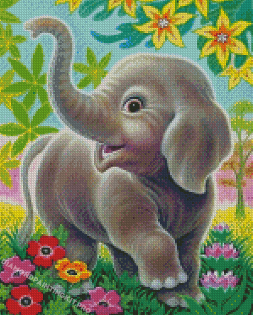 Happy Elephant Baby Diamond Paintings