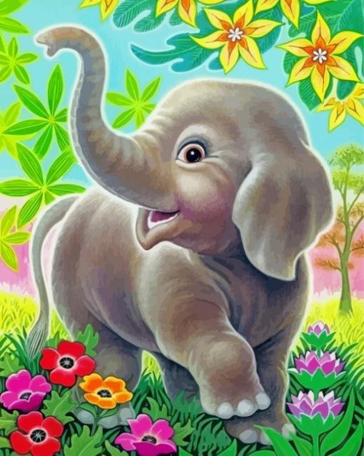 Happy Elephant Baby Diamond Paintings