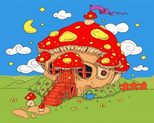 Mushroom Skull House Diamond Paintings