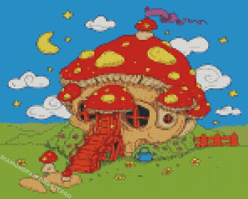 Mushroom Skull House Diamond Paintings