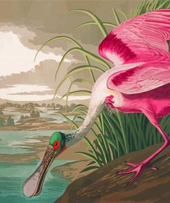 Pink Audubon Bird Diamond Paintings