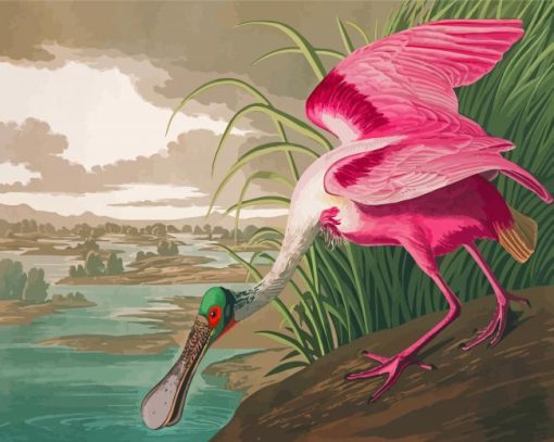 Pink Audubon Bird Diamond Paintings