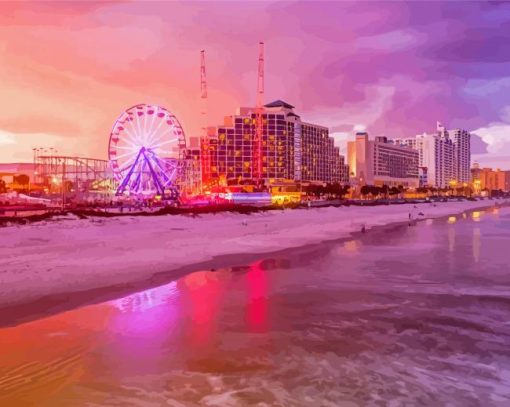 Pink Sky Daytona Beach Diamond Paintings