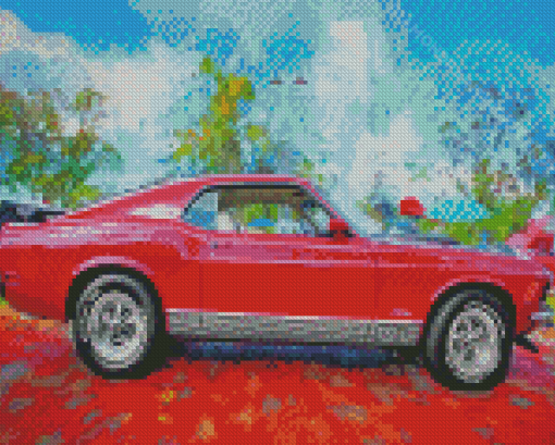 Red Mustang Mach 1 Diamond Paintings