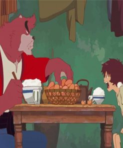 The Boy And The Beast Characters Eating Diamond Paintings