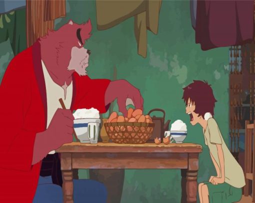 The Boy And The Beast Characters Eating Diamond Paintings