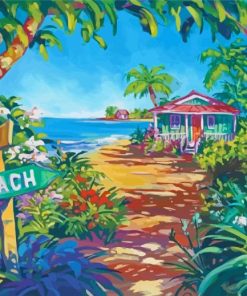Tropical House Beach Diamond Paintings