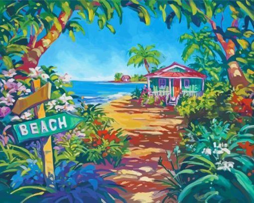 Tropical House Beach Diamond Paintings