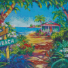 Tropical House Beach Diamond Paintings