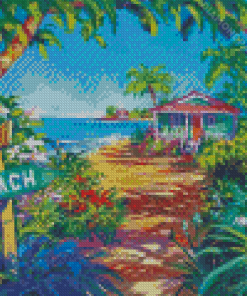 Tropical House Beach Diamond Paintings