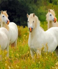 White Group Of Horses Diamond Paintings