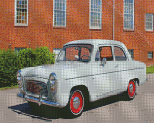 White Car Ford Anglia Diamond Paintings