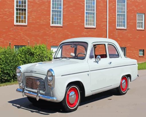 White Car Ford Anglia Diamond Paintings