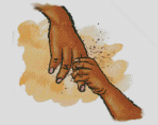 Black A Child Holding An Adults Hand Art Diamond Paintings