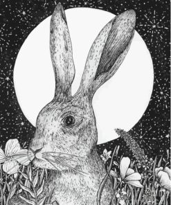 Black And White Hare Moon Diamond Paintings