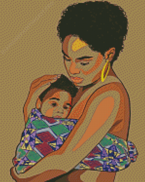 Black Mother And Child Diamond Paintings