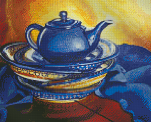 Blue Polish Teapot Diamond Paintings