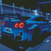 Blue R35 Car On Road Diamond Paintings