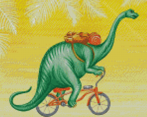 Brontosaurus On Bicycle Diamond Paintings