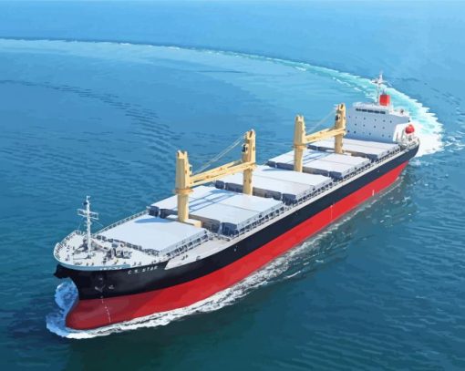 Bulk Carrier Ship In Sea Diamond Paintings