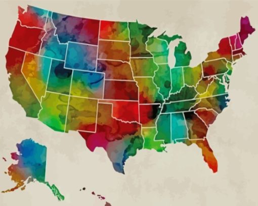 Colorful US Map Diamond Paintings
