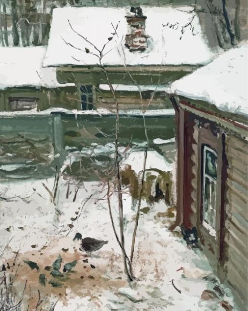 Courtyard Winter Savrasov Diamond Paintings