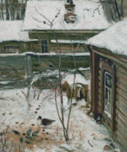 Courtyard Winter Savrasov Diamond Paintings