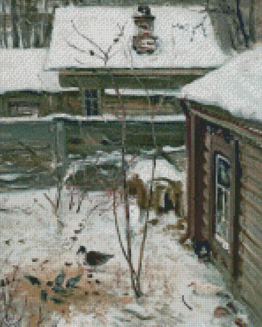 Courtyard Winter Savrasov Diamond Paintings