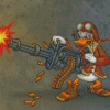 Donald Duck With Machine Gun Diamond Paintings