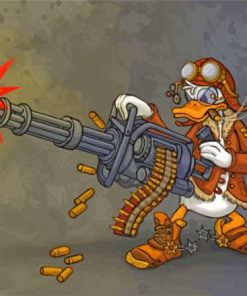 Donald Duck With Machine Gun Diamond Paintings