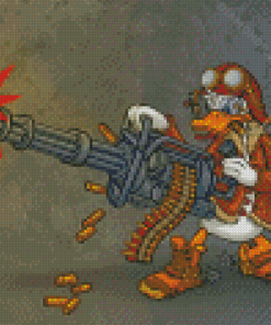 Donald Duck With Machine Gun Diamond Paintings