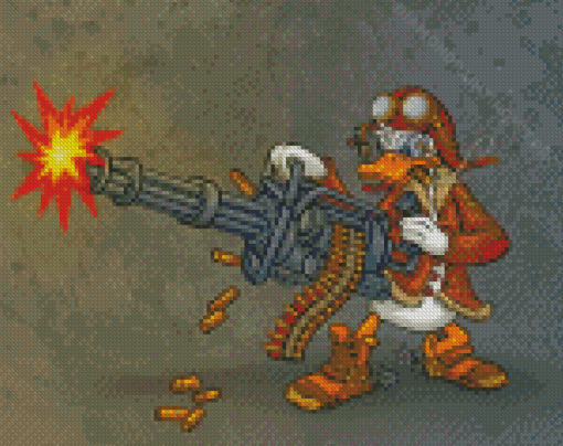 Donald Duck With Machine Gun Diamond Paintings