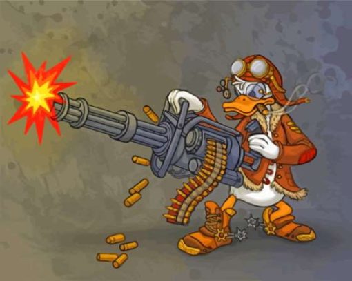 Donald Duck With Machine Gun Diamond Paintings