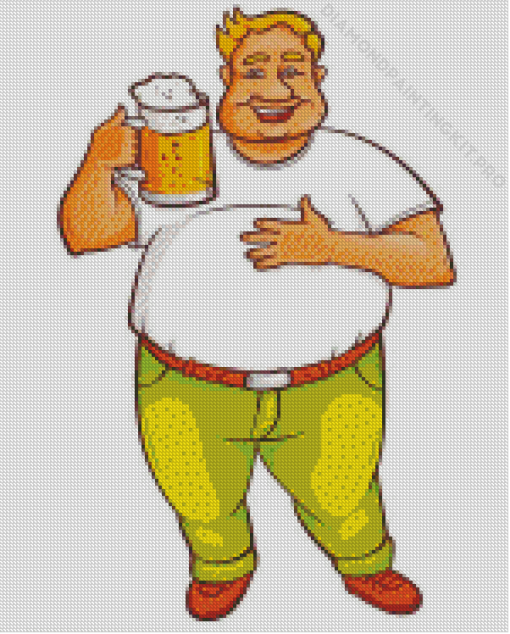 Fat Man Drinking Beer Art Diamond Paintings