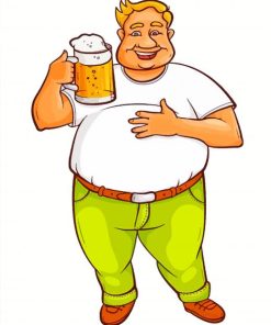 Fat Man Drinking Beer Art Diamond Paintings