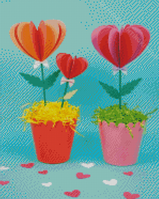 Flowers Heart Diamond Paintings