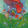 Frog And Mushrooms Diamond Paintings